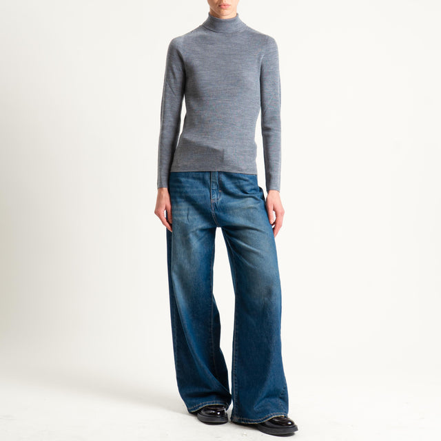 Haveone-Maglia collo alto a costine - grigio