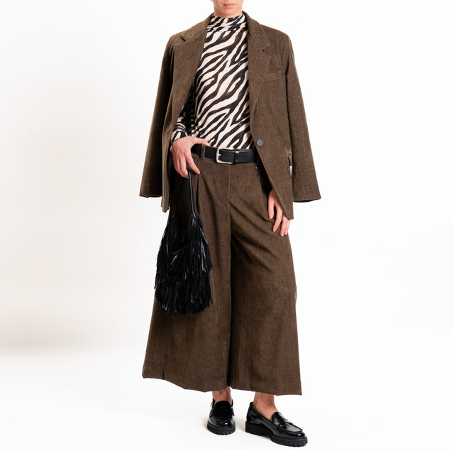 Haveone-T-shirt collo alto lana/cashmere fantasia - zebrato burro/nero