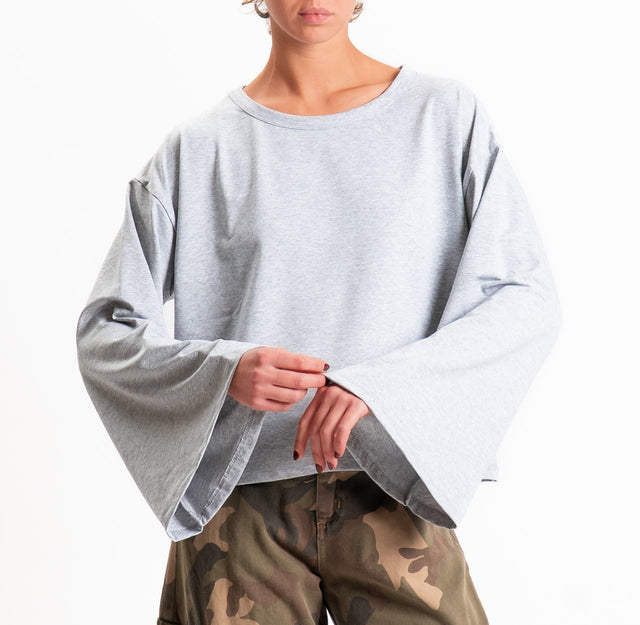 Haveone-T-shirt girocollo manica ampia - grigio