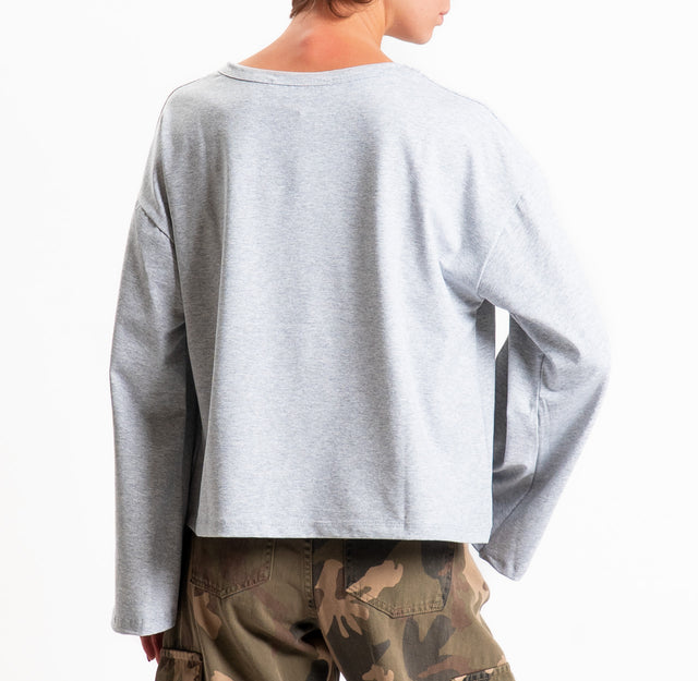 Haveone-T-shirt girocollo manica ampia - grigio