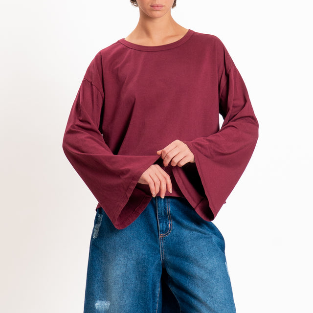 Haveone-T-shirt girocollo manica ampia - Bordeaux