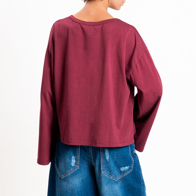 Haveone-T-shirt girocollo manica ampia - Bordeaux