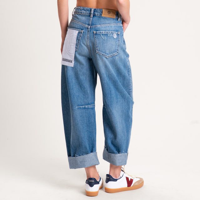 Haveone-jeans BARBARA barrel con rotture - denim