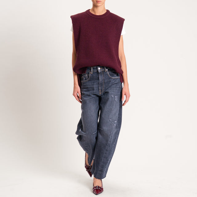 Haveone-Jeans BARBARA barrel con rotture - denim nero