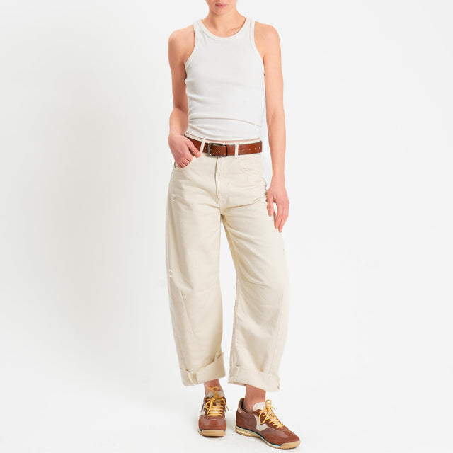 Haveone-Jeans BARBARA drill barrel fit con rotture - burro