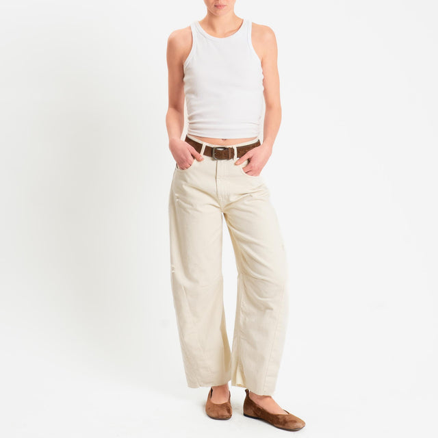 Haveone-Jeans BARBARA drill barrel fit con rotture - burro