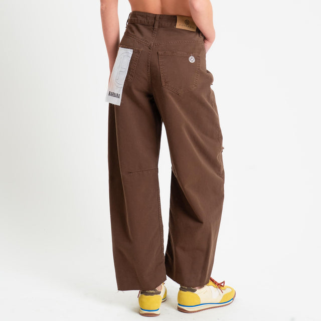 Haveone-Jeans BARBARA drill barrel fit con rotture - cioccolato