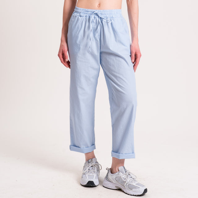 Haveone-Pantalone popeline cotone light - cielo