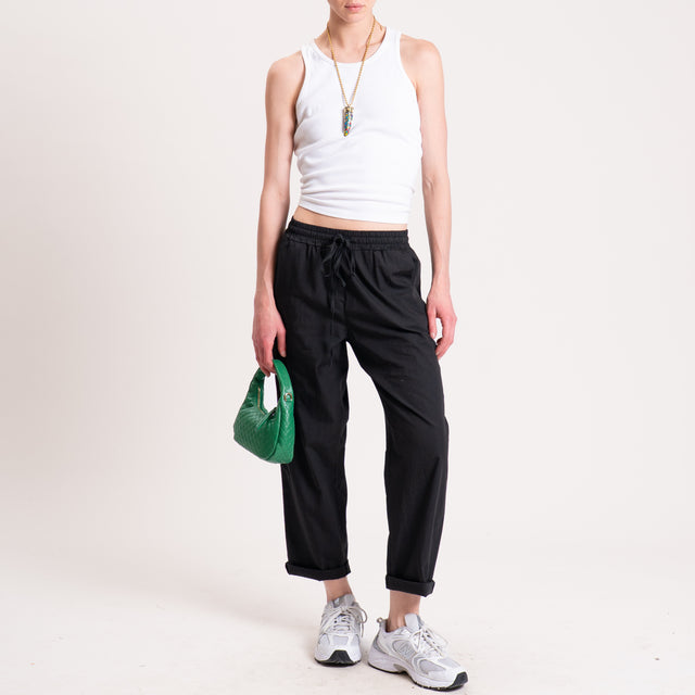 Haveone-Pantalone popeline cotone light - nero
