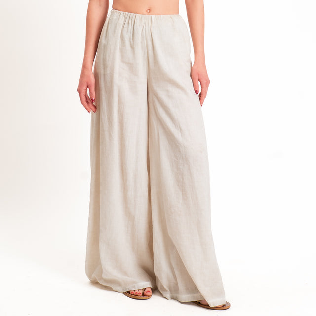 Haveone-Pantalone mussola tie dye elastico in vita - beige