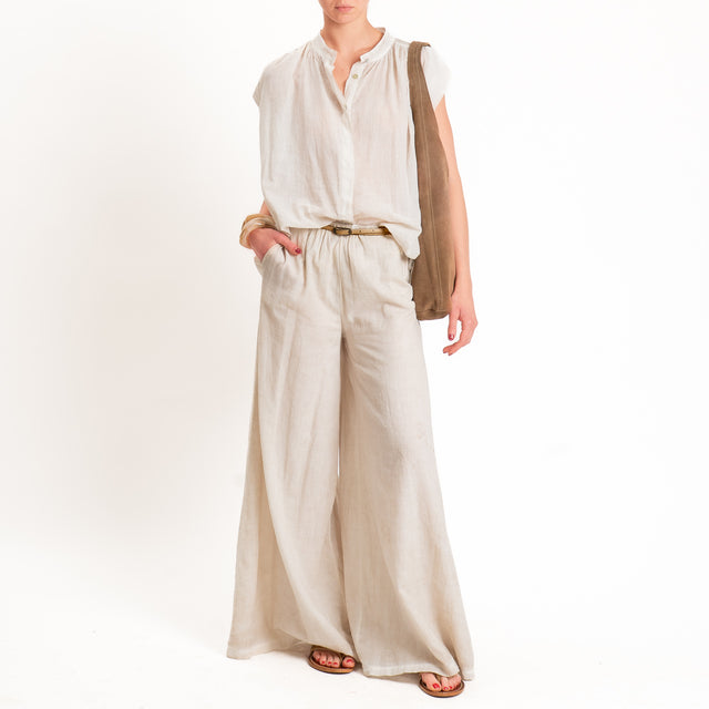 Haveone-Camicia smanicata mussola tie dye - beige