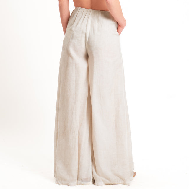 Haveone-Pantalone mussola tie dye elastico in vita - beige