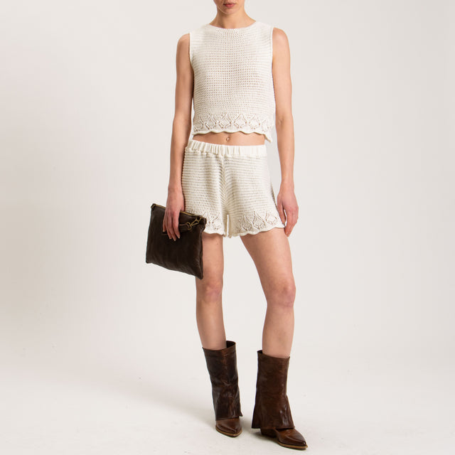 Haveone-Shorts in maglia crochet - bianco