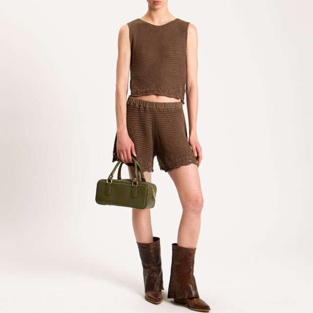 Haveone-Shorts in maglia crochet - moka
