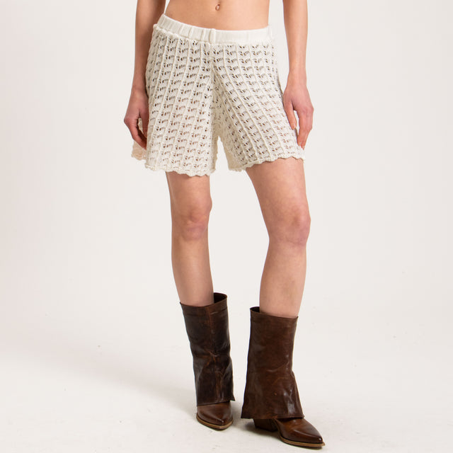 Haveone-Shorts in maglia crochet - bianco
