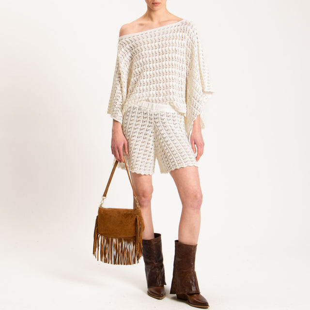 Haveone-Shorts in maglia crochet - bianco