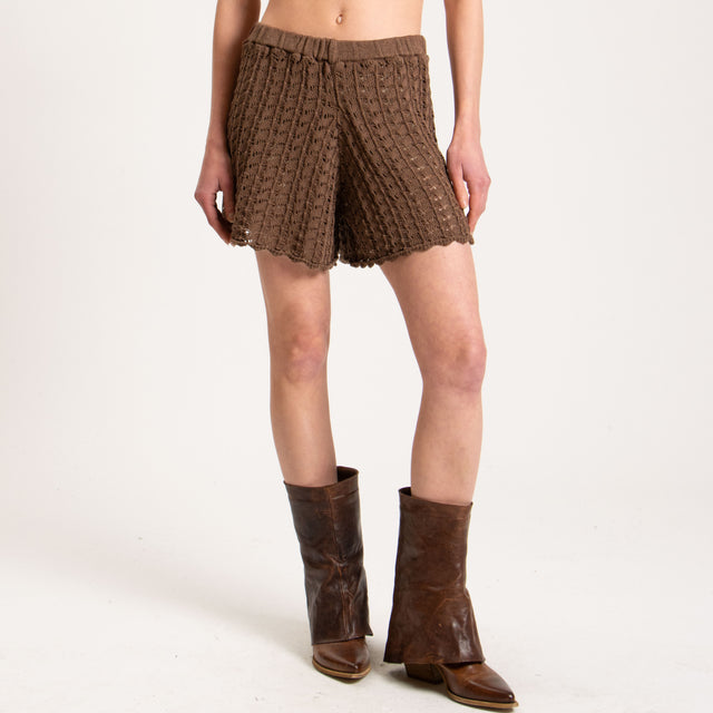 Haveone-Shorts in maglia crochet - moka