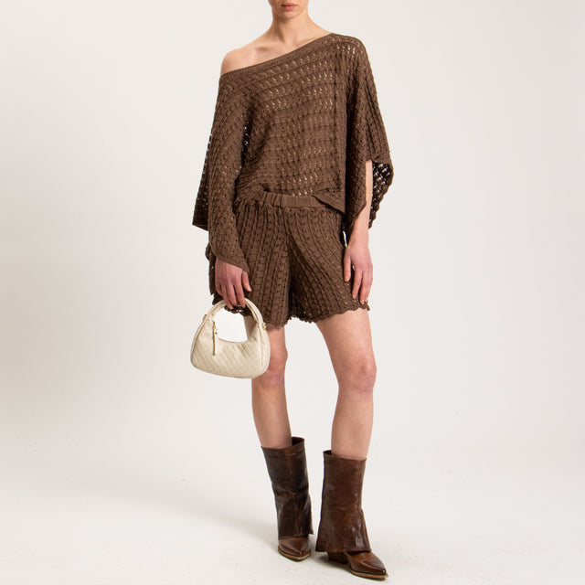 Haveone-Shorts in maglia crochet - moka