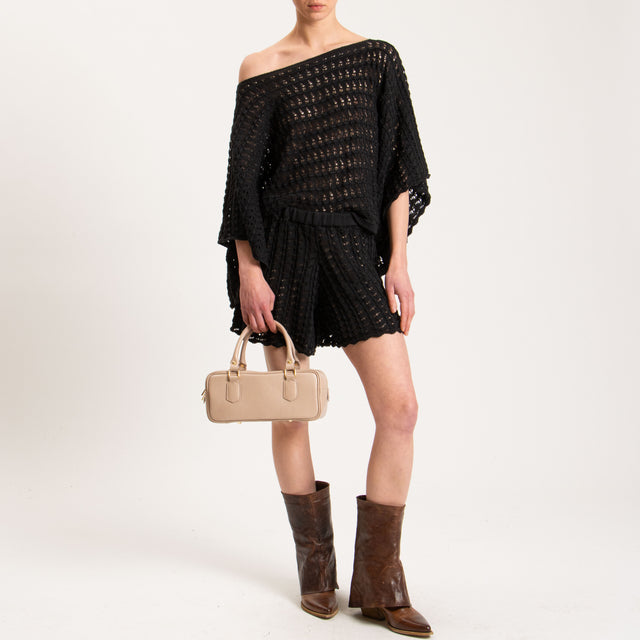 Haveone-Shorts in maglia crochet - nero
