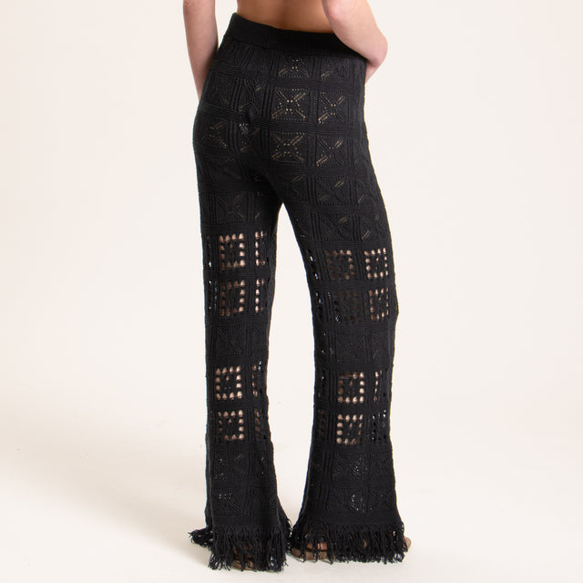 Haveone-Pantalone crochet sfrangiato - Nero