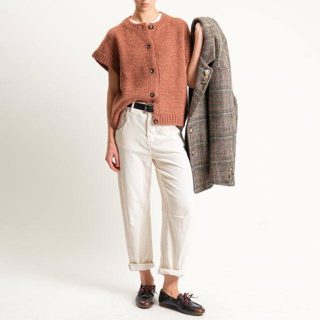 Haveone-Pantalone barrel velluto elastico dietro - burro