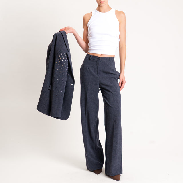 Haveone-Pantalone dritto con pinces - grigio melange