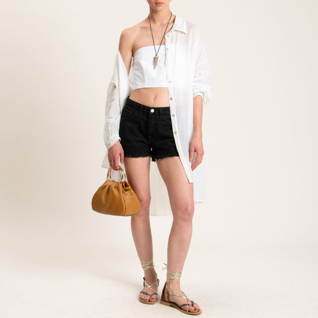 Haveone-Shorts jeans sfrangiato - nero
