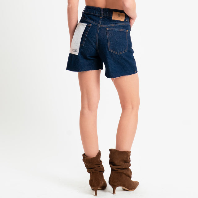 Haveone-Shorts VIOLET taglio vivo - denim scuro