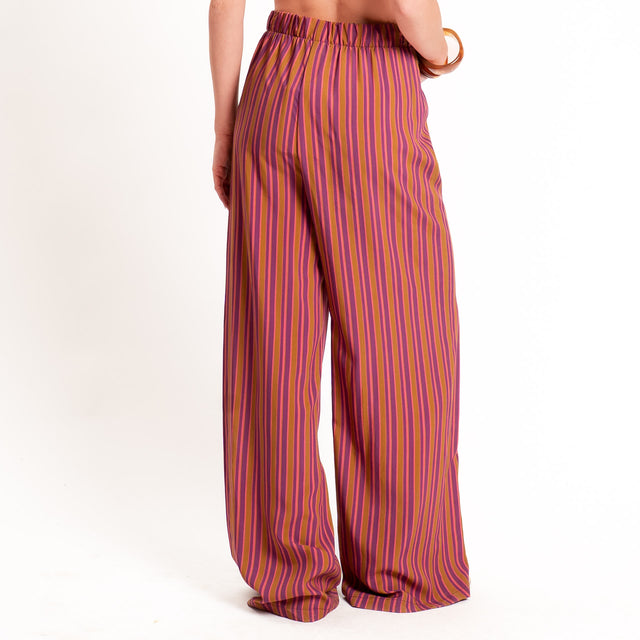 Haveone-Pantalone a righe elastico in vita - bruciato/rosa/viola
