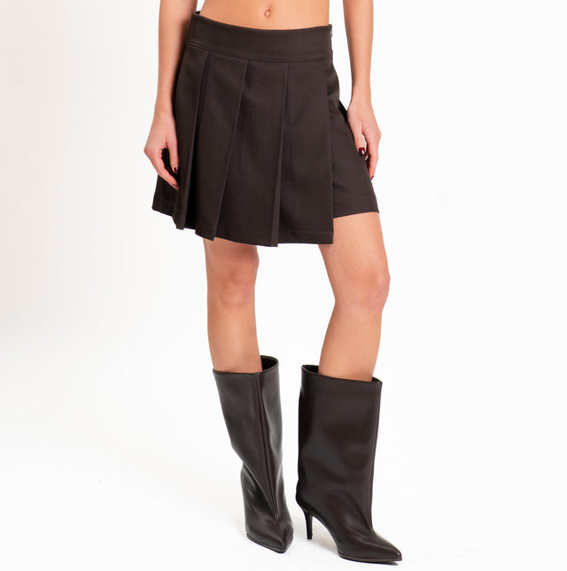 Haveone-Shorts con pannello a pieghe - moro