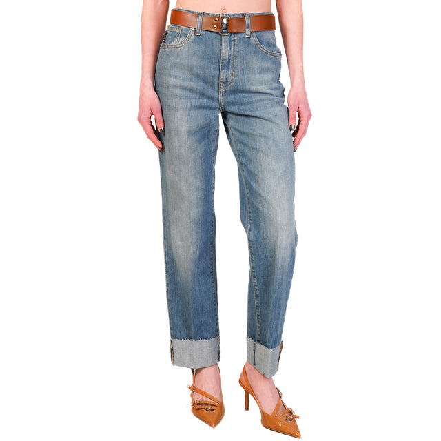 Haveone-Jeans MANDY rectos con vuelta - denim