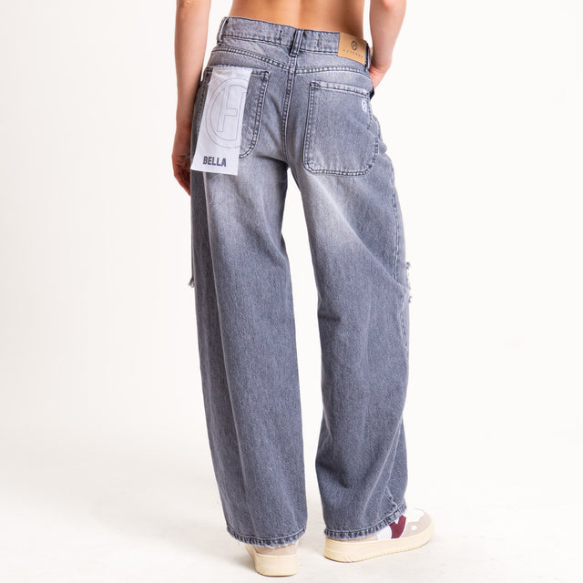 Haveone-Jeans BELLA wide leg con rotture - denim grigio