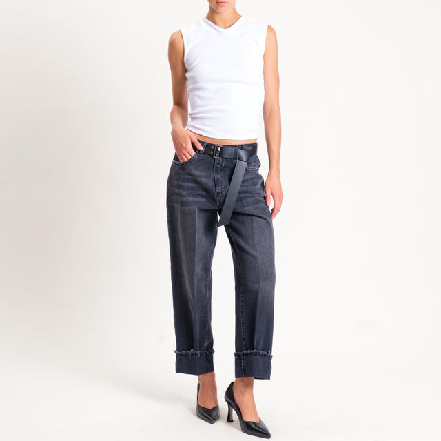 Haveone-Jeans MANDY dritto con risvolto - denim nero