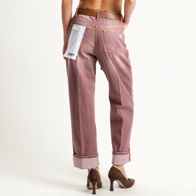 Haveone-Jeans MANDY straight con risvolto - Bordeaux