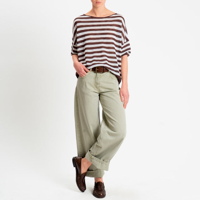 Haveone-Jeans BELLA wide leg acid wash - salvia