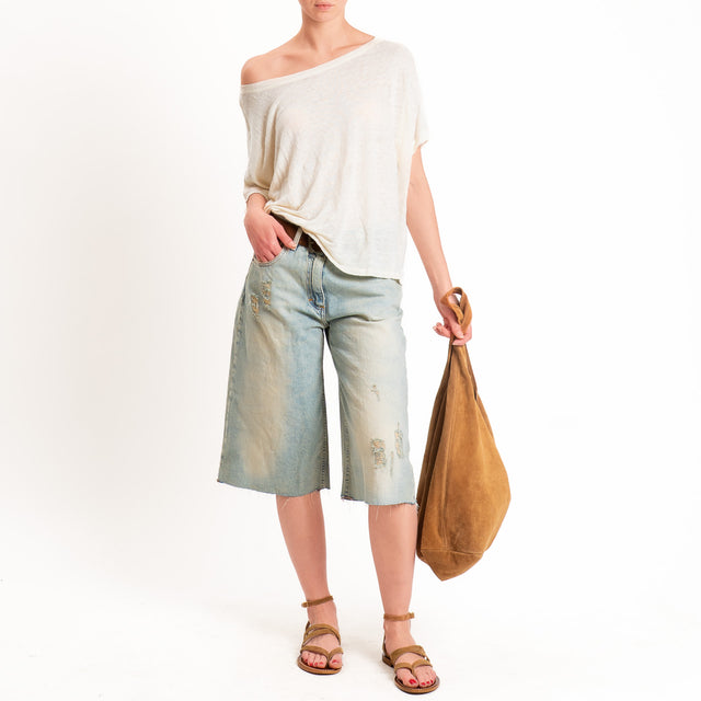 Haveone-Bermuda jeans KOJY taglio vivo - denim chiaro