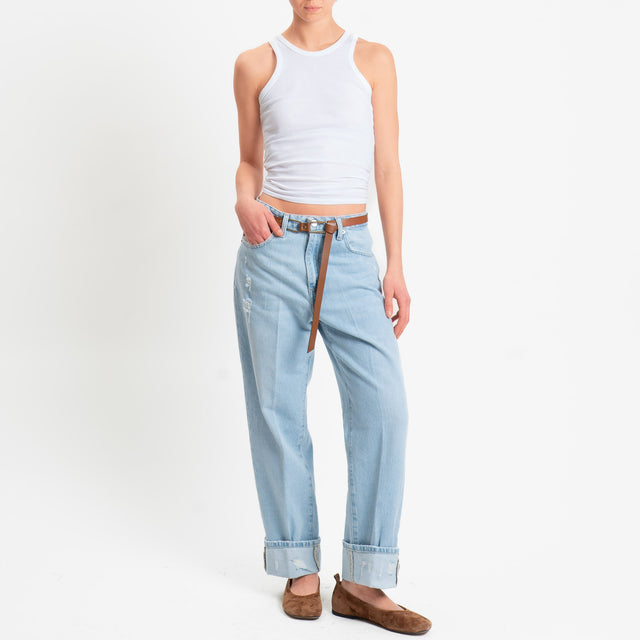 Haveone-Jeans MANDY straight con risvolto - denim chiaro