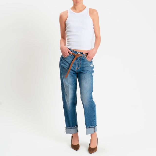 Haveone-Jeans MANDY straight con risvolto - denim