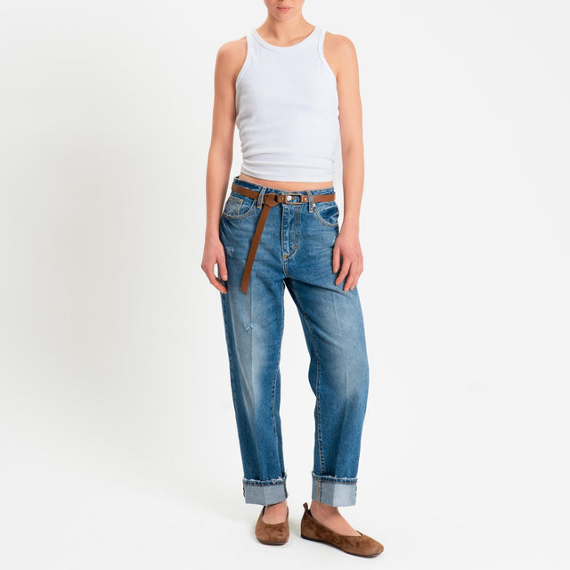 Haveone-Jeans MANDY straight con risvolto - denim