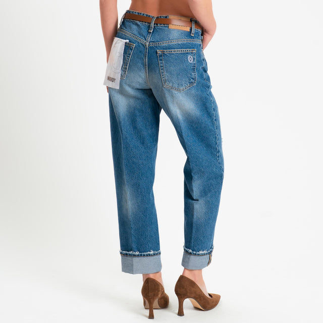 Haveone-Jeans MANDY straight con risvolto - denim