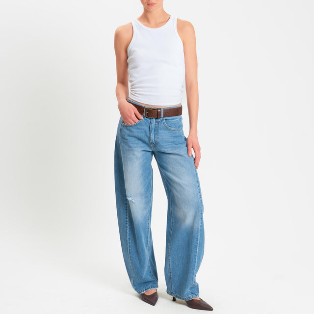 Haveone-Jeans LUCY barrel con micro rottura - denim chiaro