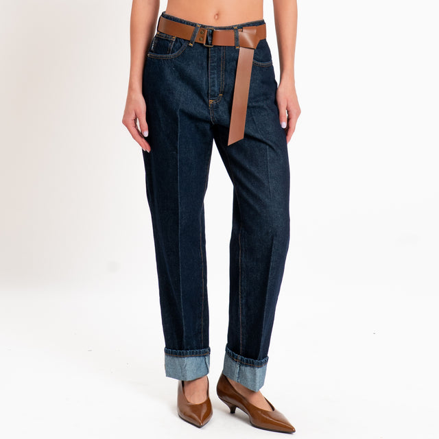Haveone-Jeans MANDY straight con risvolto - denim blu