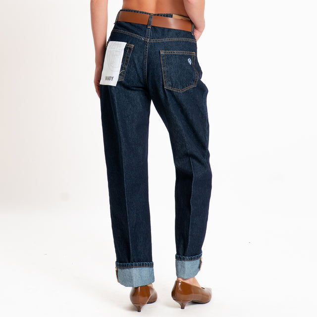 Haveone-Jeans MANDY straight con risvolto - denim blu
