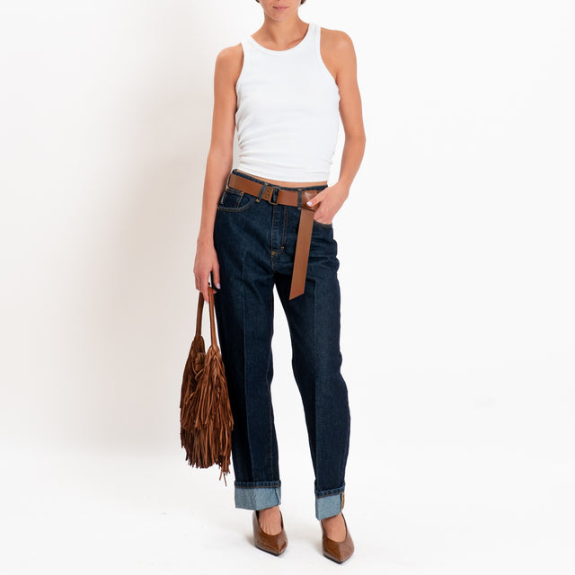 Haveone-Jeans MANDY straight con risvolto - denim blu