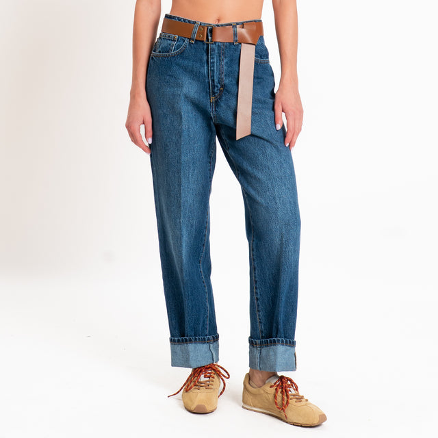 Haveone-Jeans MANDY straight con risvolto - denim
