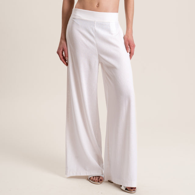 Haveone-Pantalone misto lino elastico dietro - burro
