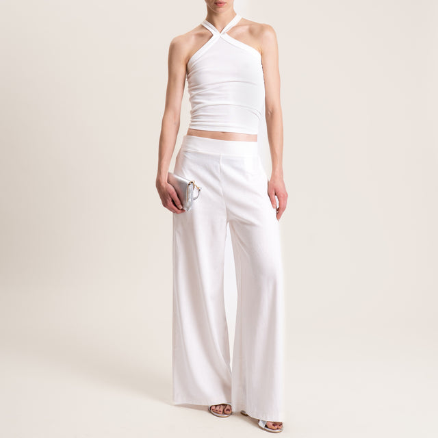Haveone-Pantalone misto lino elastico dietro - burro