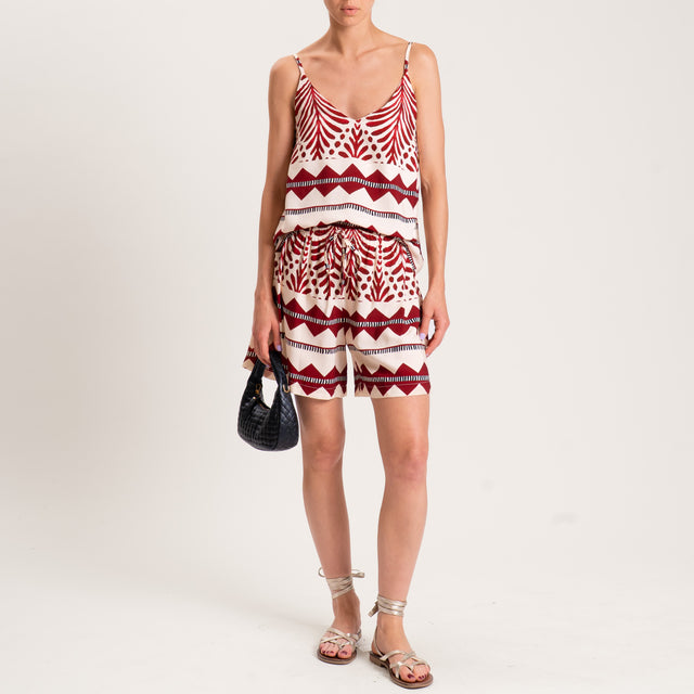 Haveone-Shorts fantasia elastico in vita - burro/india