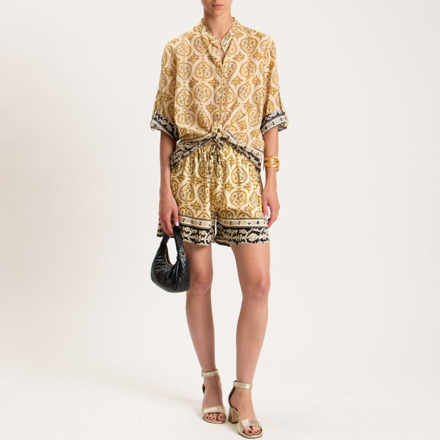 Haveone-Shorts fantasia elastico in vita - sand/mostarda/nero