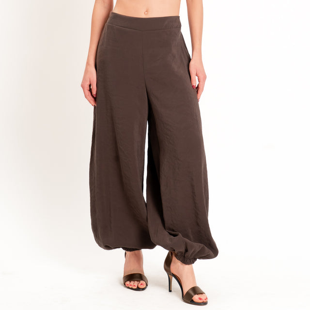 Haveone-Pantalone tessuto modal elastico dietro - moro